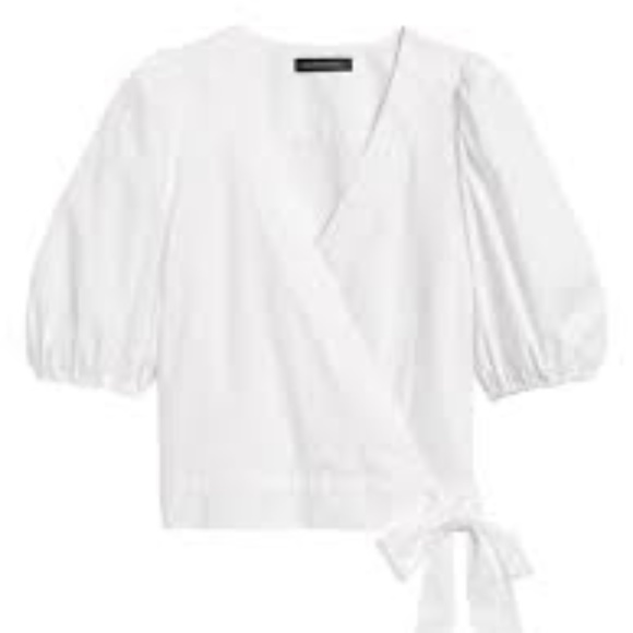 Banana Republic Poplin Puff Sleeve Crop Top - PM - Picture 2 of 6